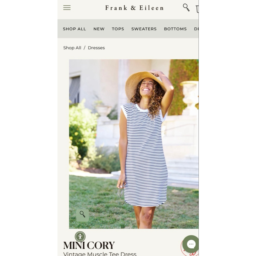 New Frank & Eileen Mini Cory French Navy White Striped Tee Dress M